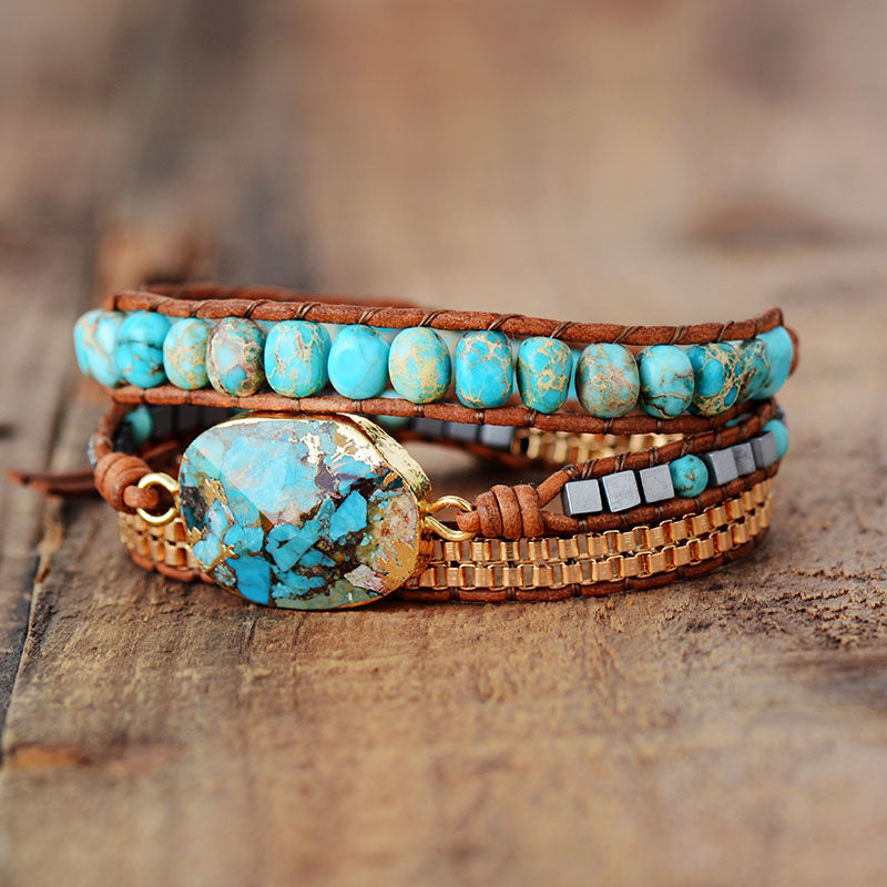 Türkises Howlith Wickelarmband 