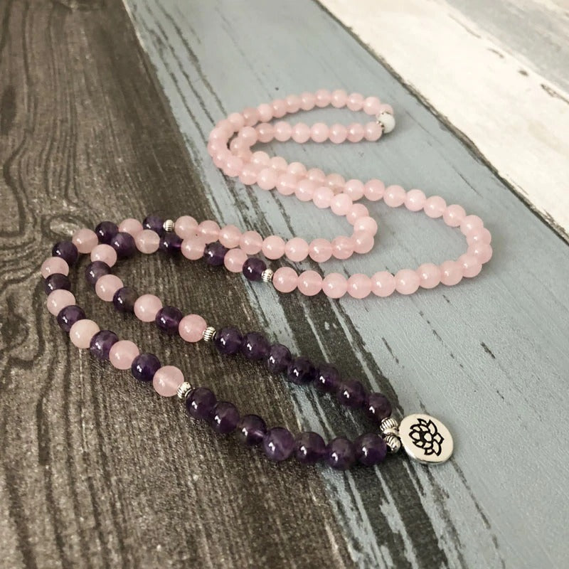 Rose Quartz & Amethyst Mala Prayer