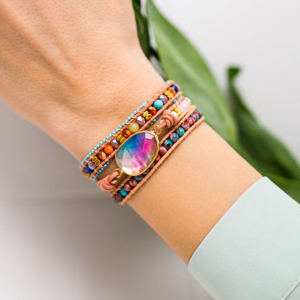 Colorful Agate & Lapis Lazuli Bracelet