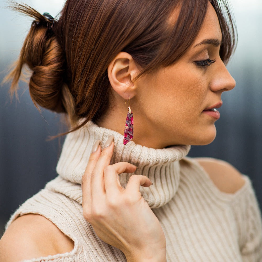 Red Regalite Dangle Earrings