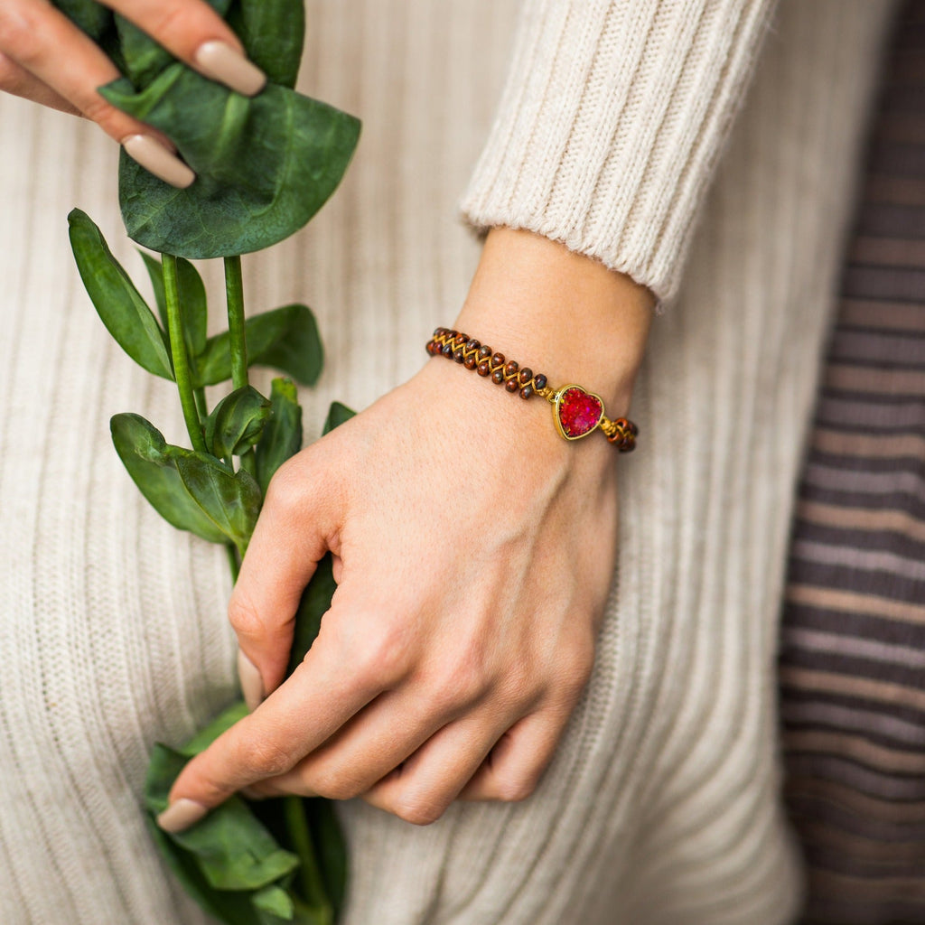 Intense Red Opal love protection bracelet