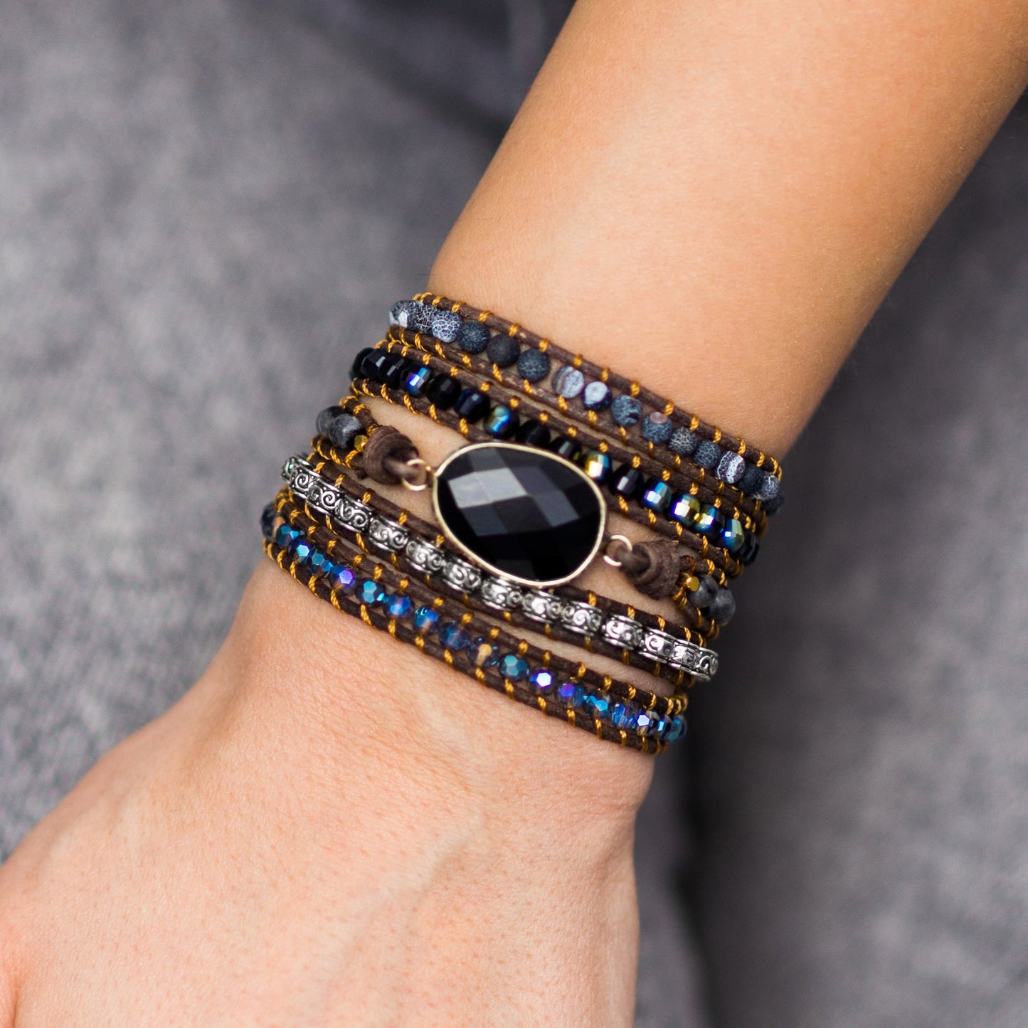 Onyx Moonlight Wrap Bracelet