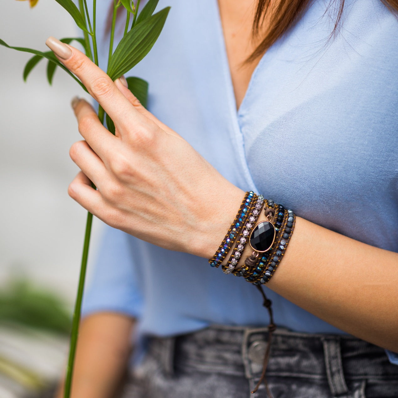 Onyx Moonlight Wrap Bracelet