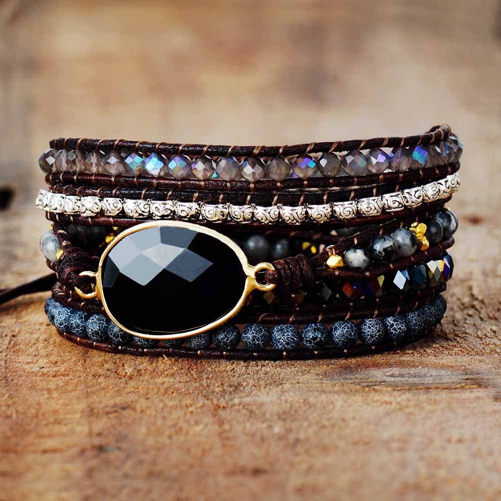 Onyx Mondlicht Wickelarmband