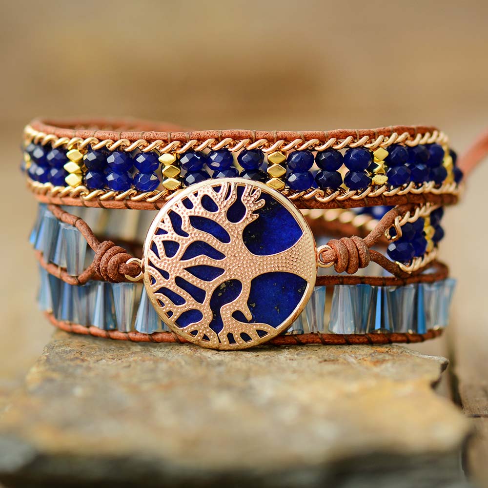 Lapis-Wickelarmband mit Lebensbaum