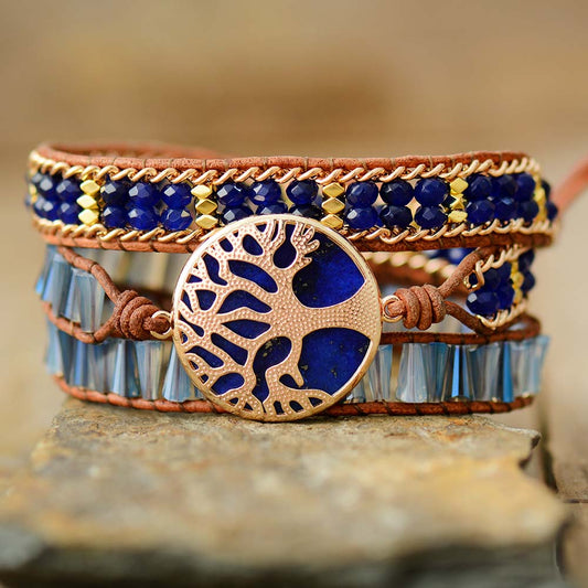 Lapis-Wickelarmband mit Lebensbaum