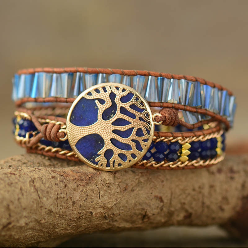 Lapis-Wickelarmband mit Lebensbaum