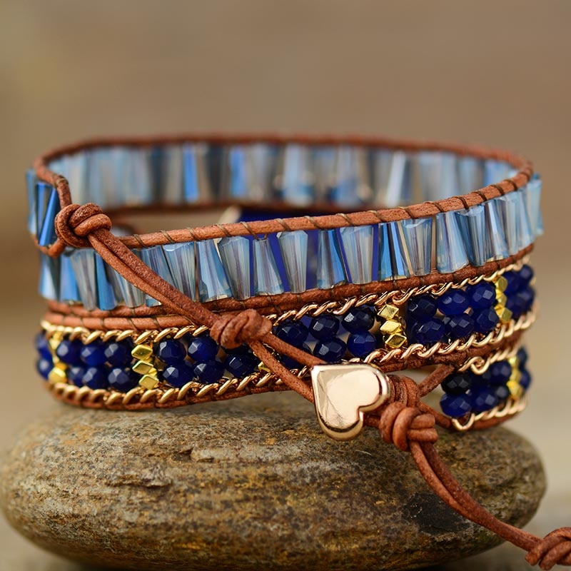 Lapis-Wickelarmband mit Lebensbaum