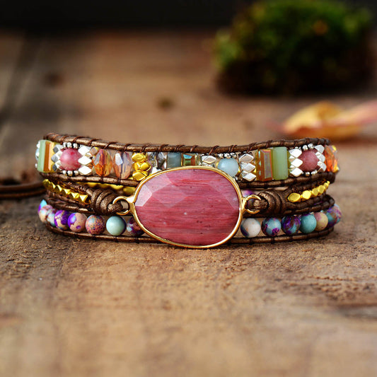 Rhodonite & Jasper Wrap Bracelet