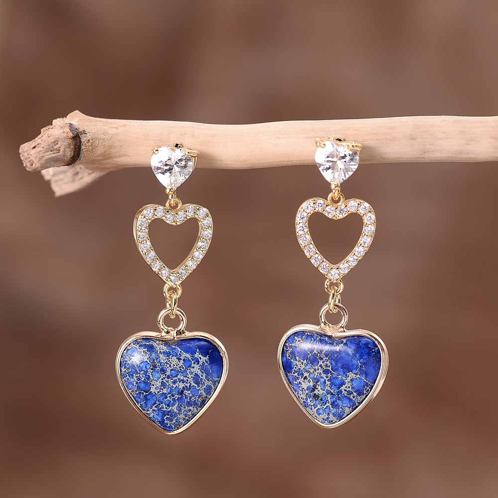 Enchanting Jasper Heart Earrings