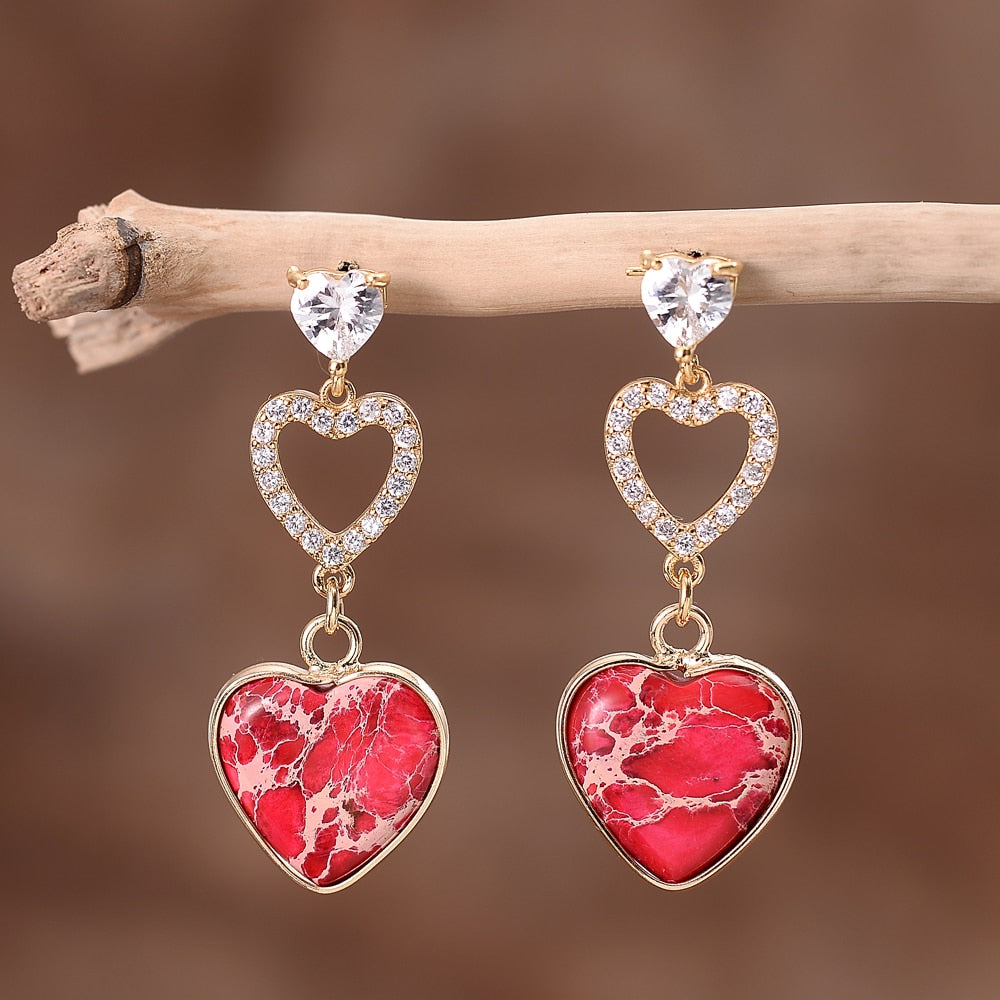 Enchanting Jasper Heart Earrings