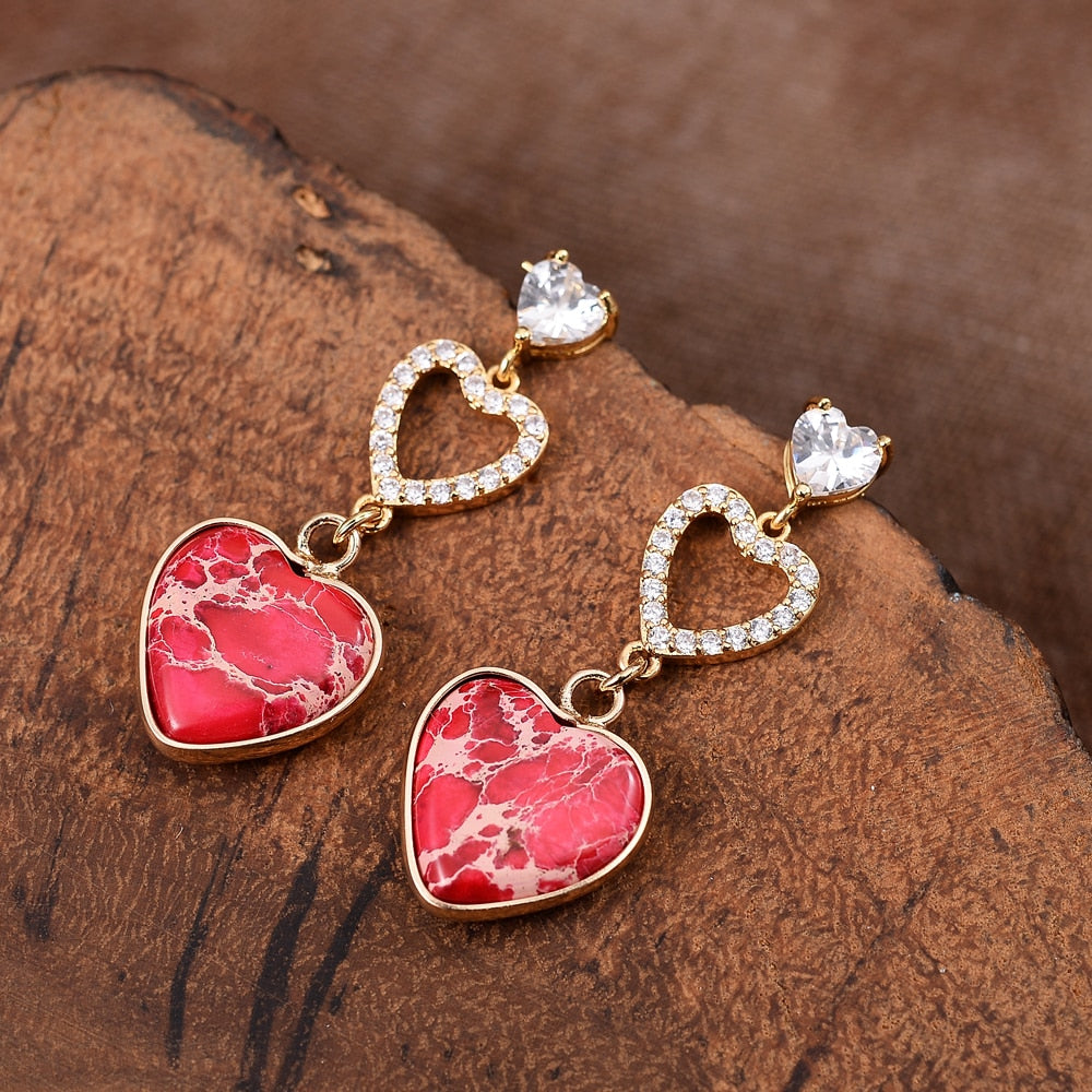 Enchanting Jasper Heart Earrings