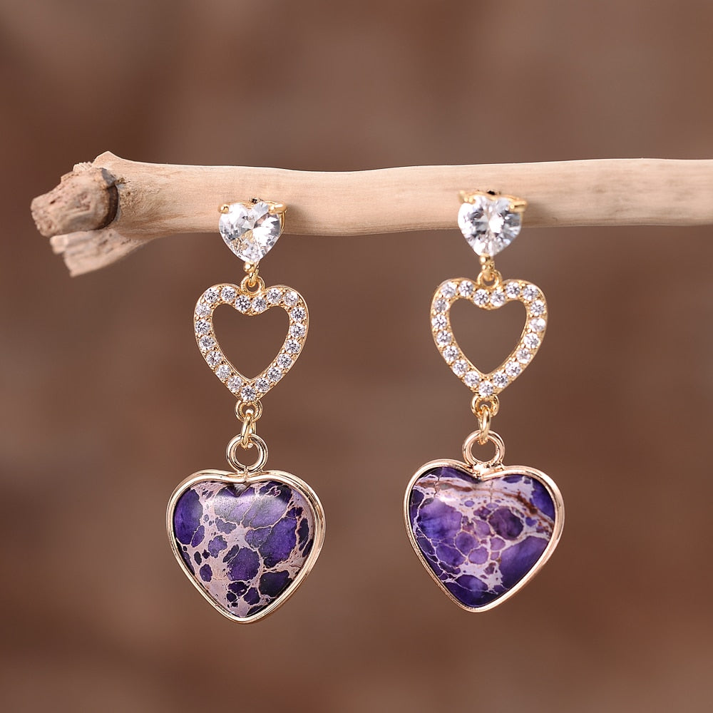 Enchanting Jasper Heart Earrings