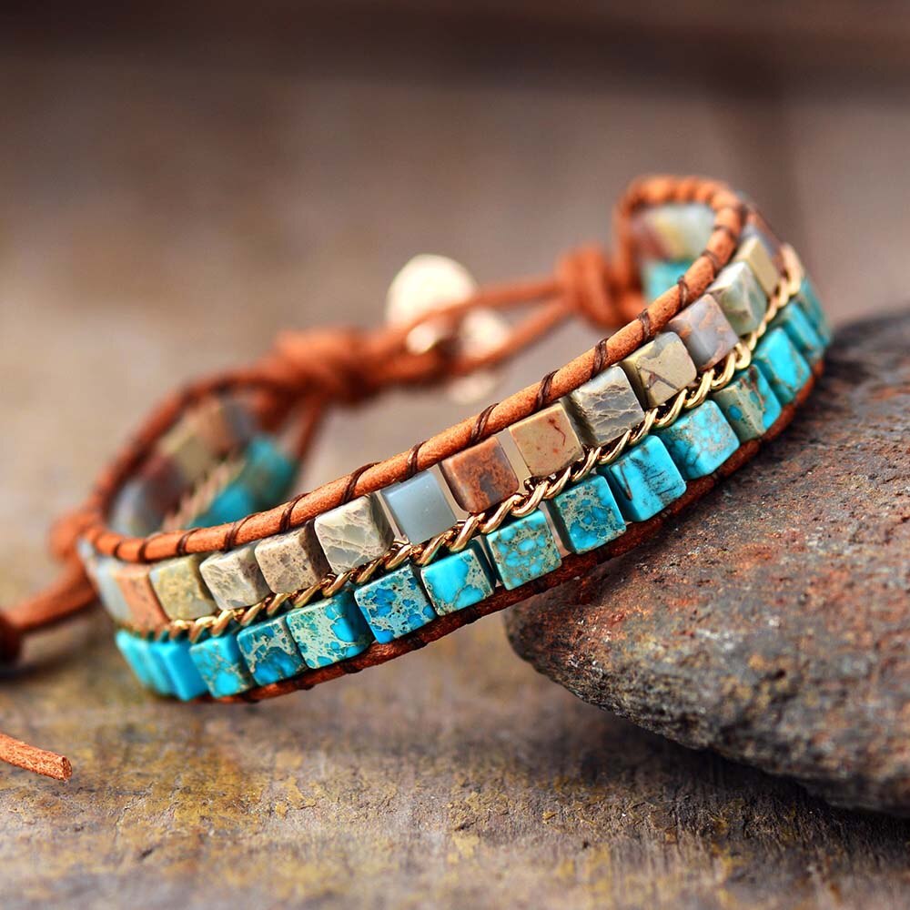 Classic Bohemian Jasper Wrap Bracelet