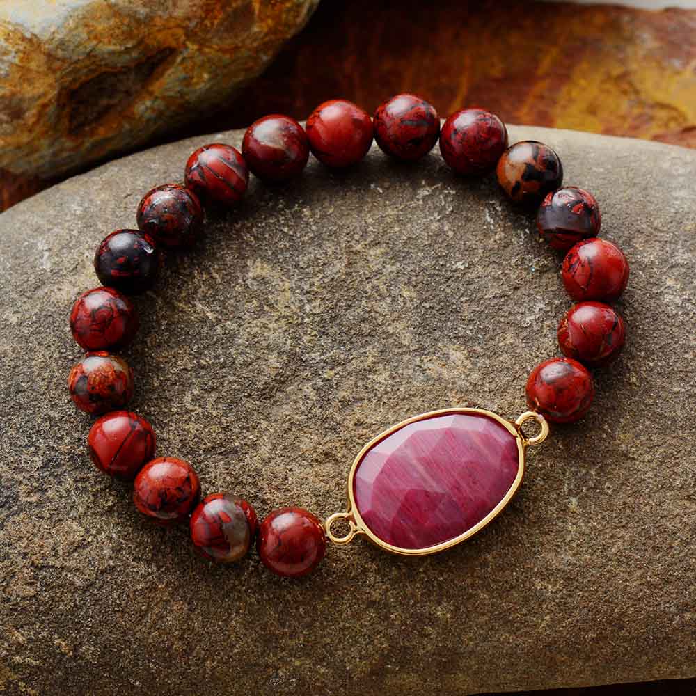 Red Jasper Bead Bracelet