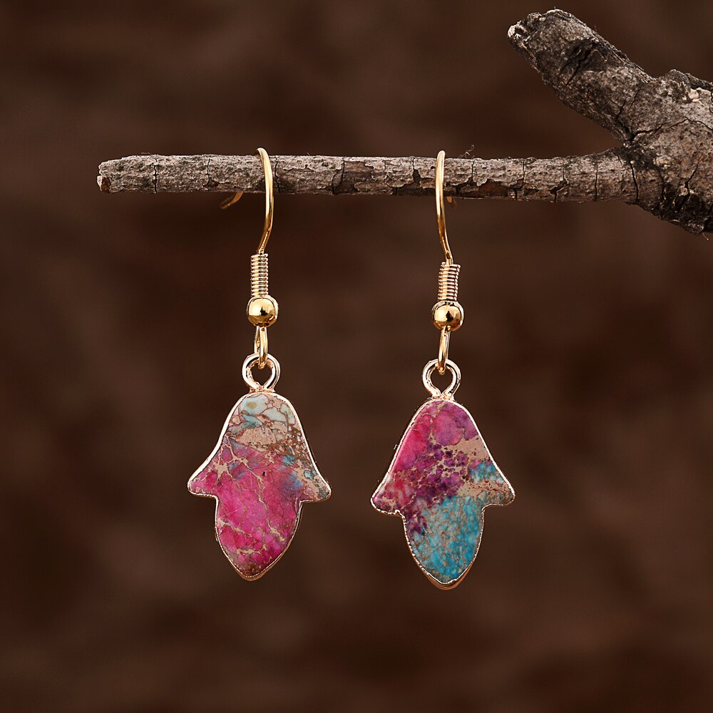 Imperial Jasper Hamsa Earrings