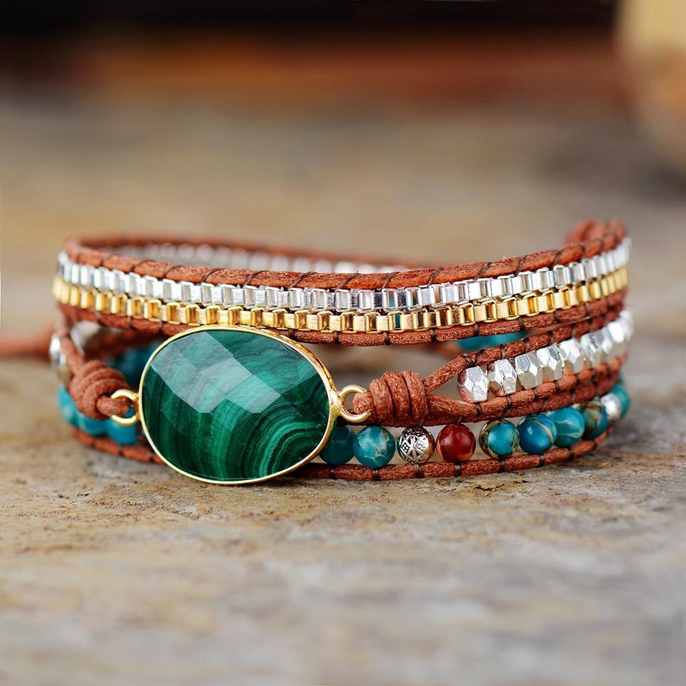 Intense Malachite Wrap Bracelet