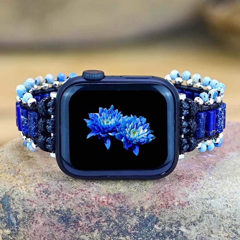 Blaues Hämatit-Armband für die Apple Watch