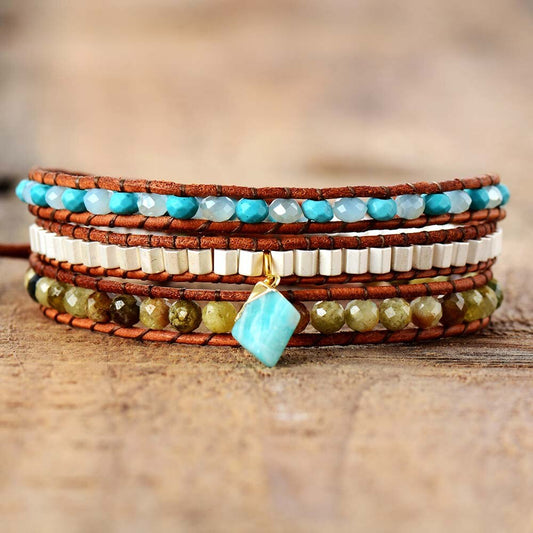 Amazonite Dangle Wrap Bracelet