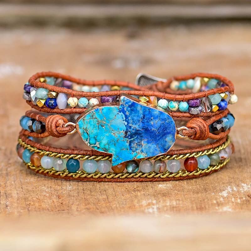 Jade Hamsa Wrap Bracelet