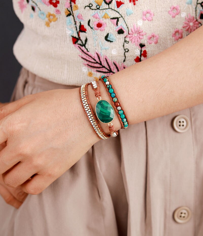 Intense Malachite Wrap Bracelet