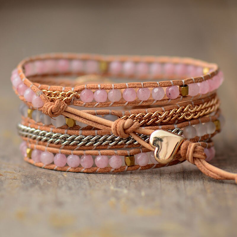 Intense Rose Quartz Wrap Bracelet