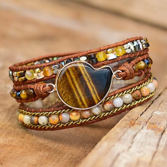 Tiger Eye Shell Wrap Bracelet