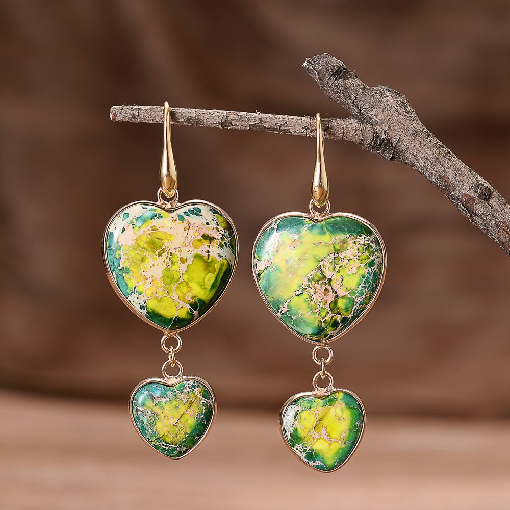 Double Heart Dangle Earrings