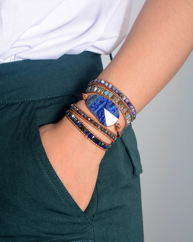 Lapislazuli-Schutz-Wickelarmband