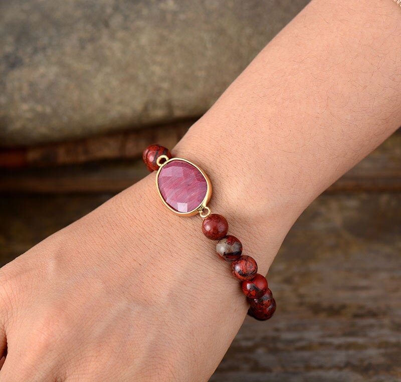 Red Jasper Bead Bracelet