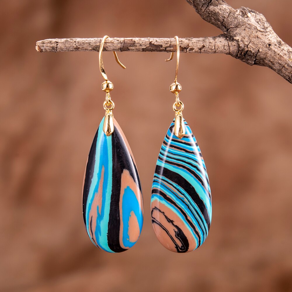 Artistic Blue Jasper Drop Earrings