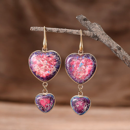 Double Heart Dangle Earrings