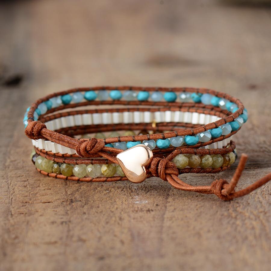 Amazonite Dangle Wrap Bracelet