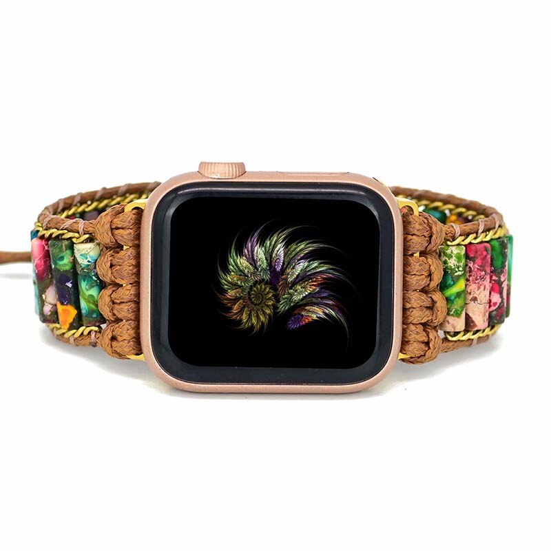 Buntes Jaspis-Wickelarmband für die Apple Watch