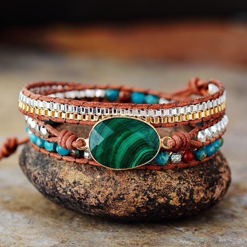 Intense Malachite Wrap Bracelet