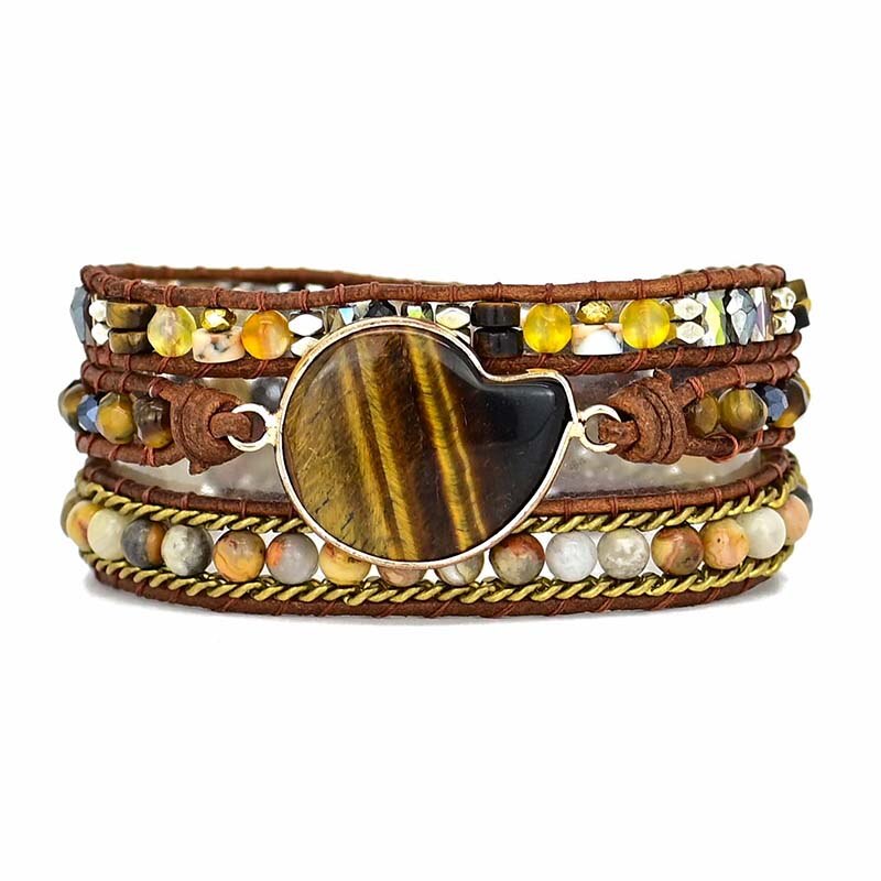 Tiger Eye Shell Wrap Bracelet