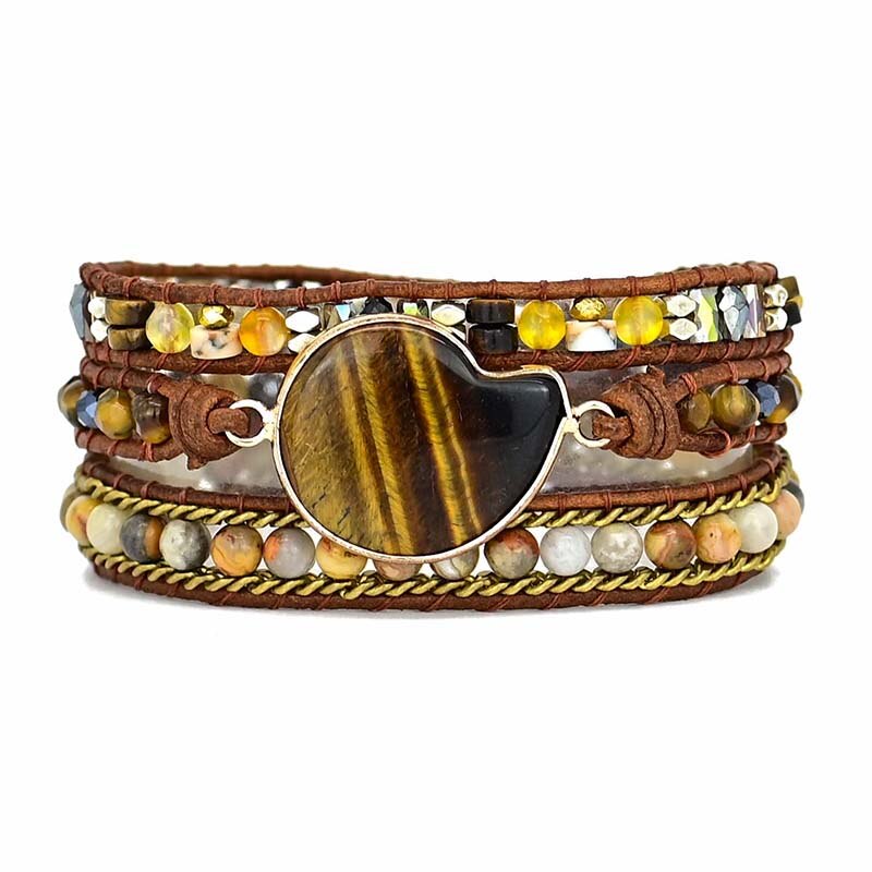 Wickelarmband mit Tigerauge-Muschel