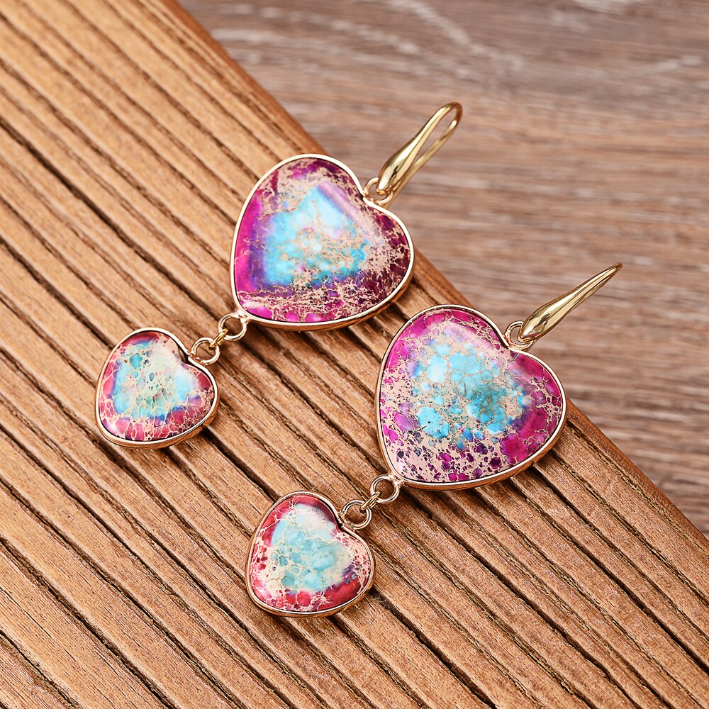 Double Heart Dangle Earrings