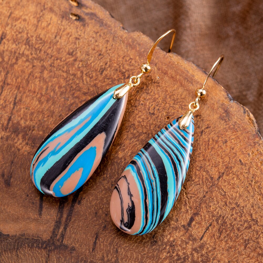 Artistic Blue Jasper Drop Earrings