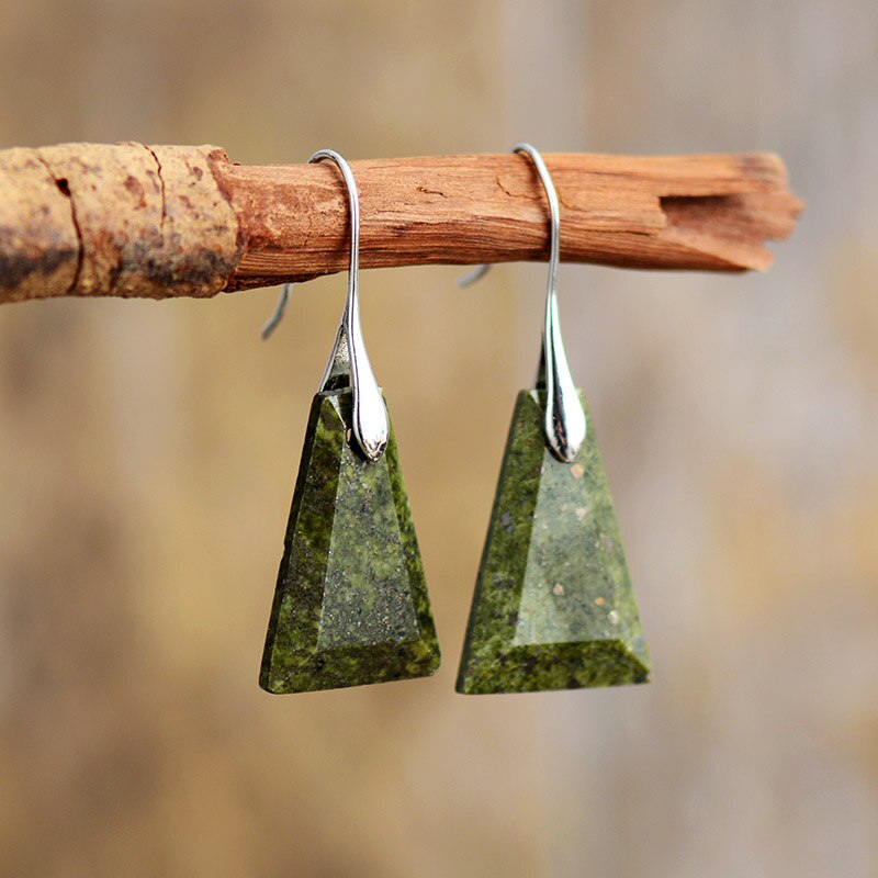 Green Jasper Drop Earrings