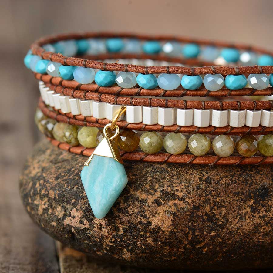 Amazonite Dangle Wrap Bracelet