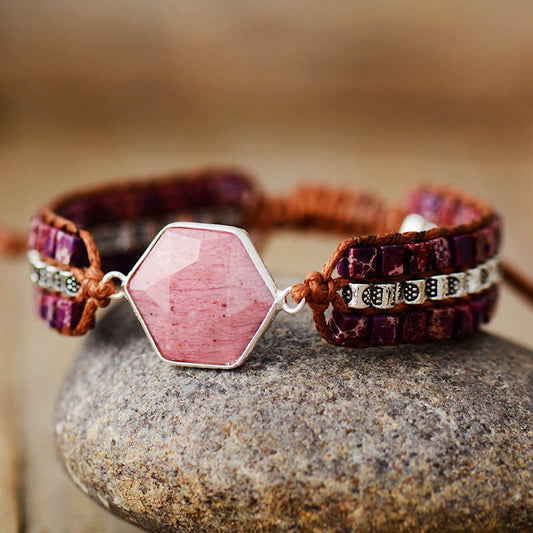 Rhodonite Hexagon Bracelet