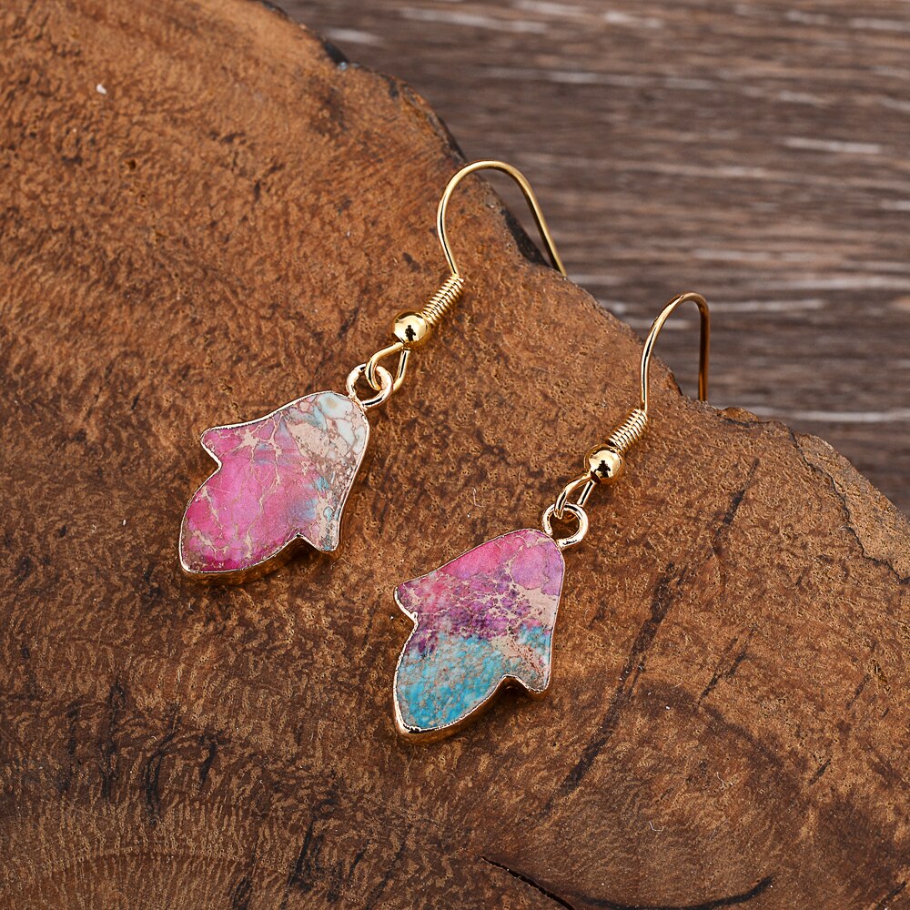 Imperial Jasper Hamsa Earrings