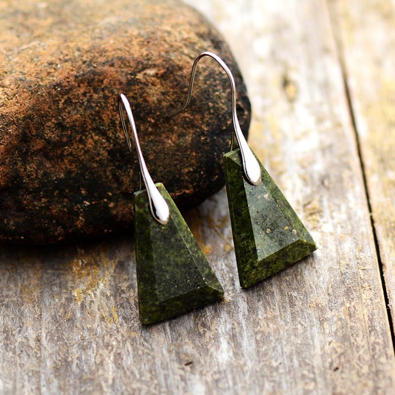 Green Jasper Drop Earrings