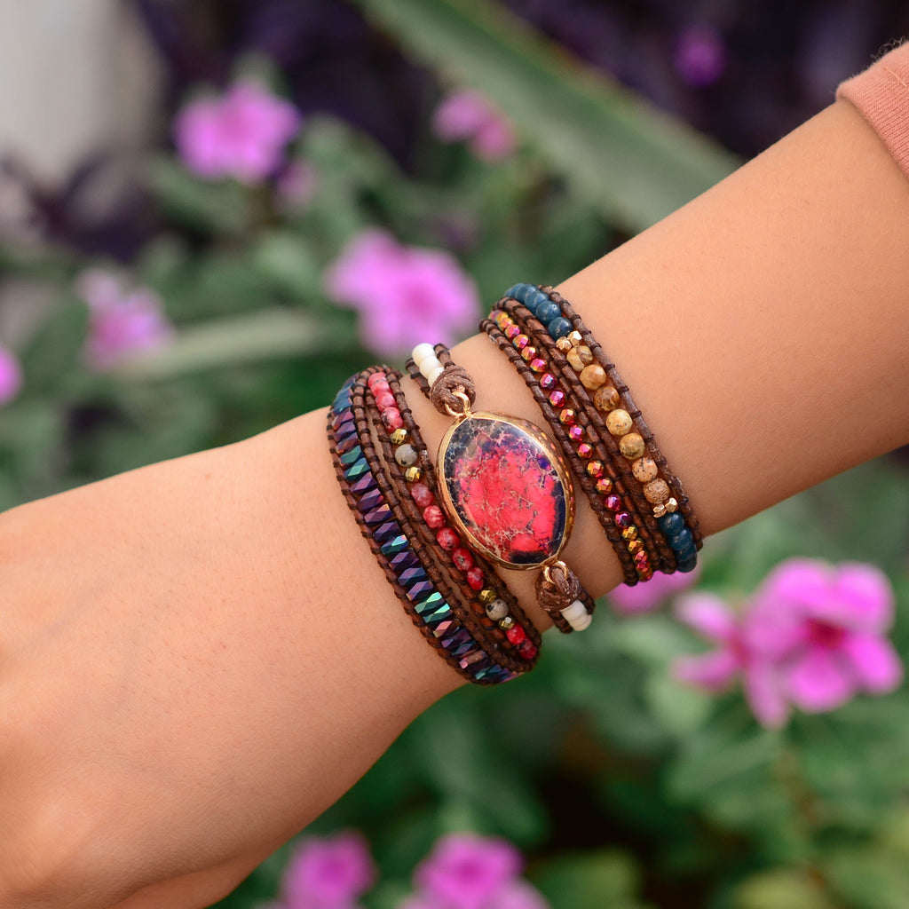 Fire Imperial Jasper Wrap Bracelet