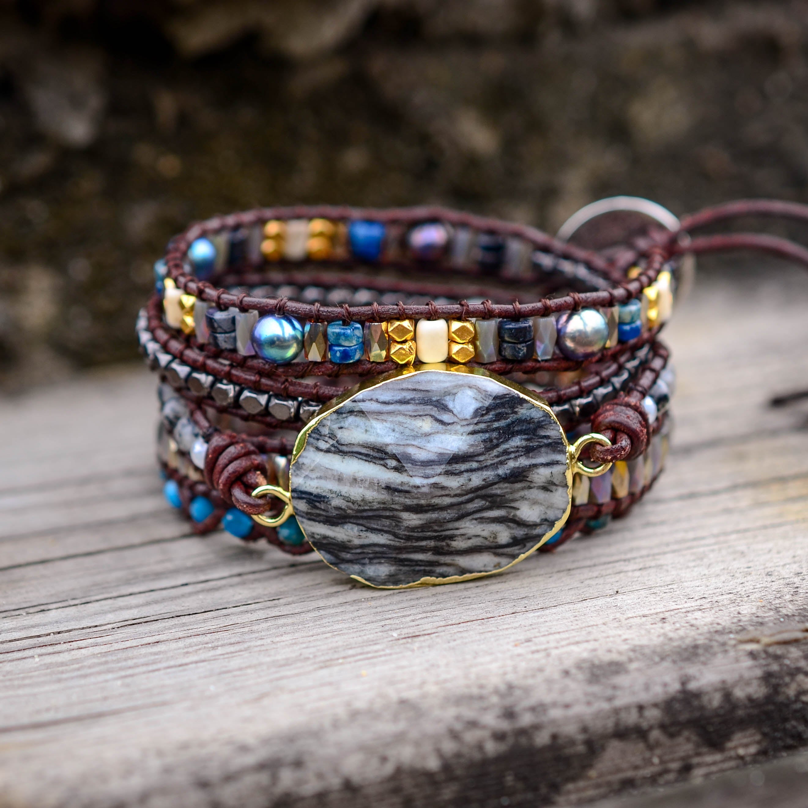Zebra Jasper Wrap Bracelet