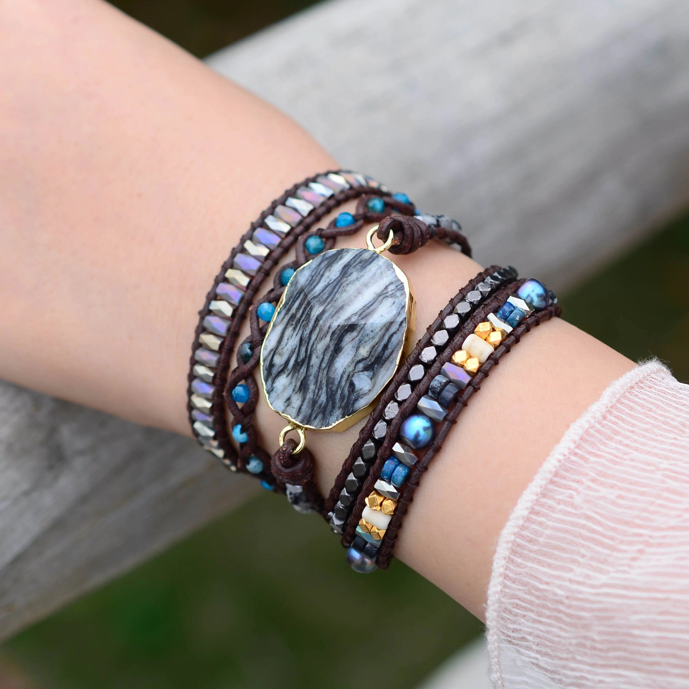 Zebra Jasper Wrap Bracelet