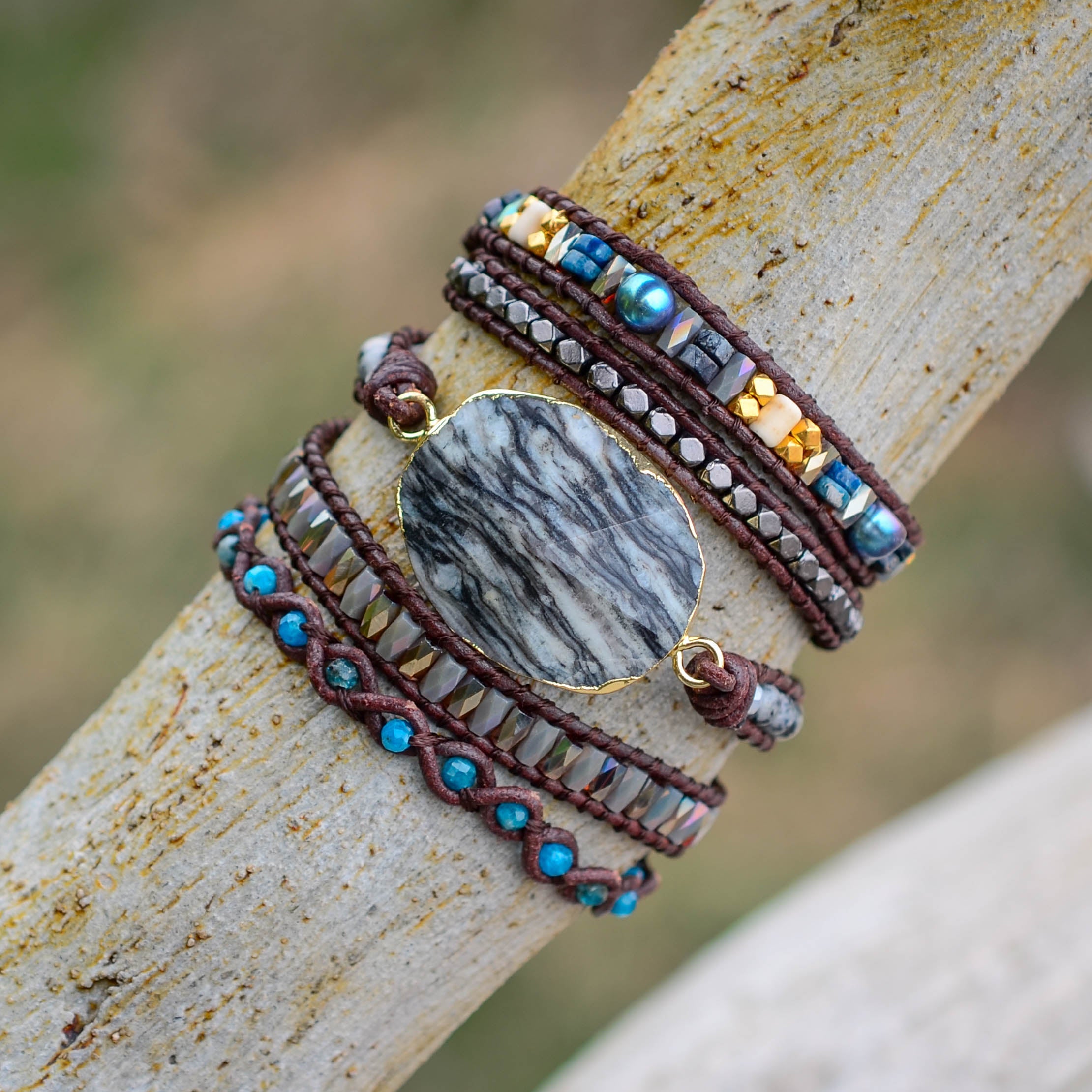 Zebra Jasper Wrap Bracelet