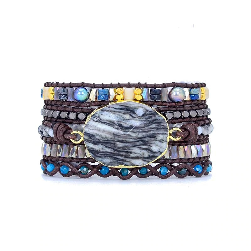 Zebra Jasper Wrap Bracelet