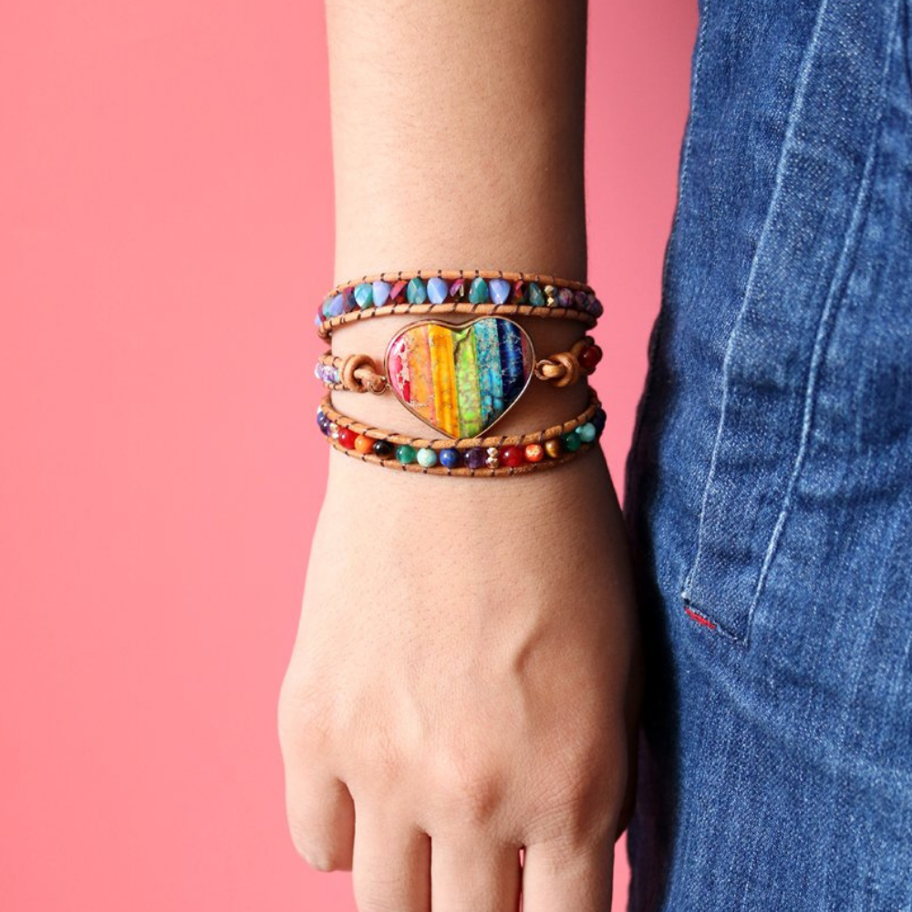 Jasper Love Rainbow Wrap Bracelet